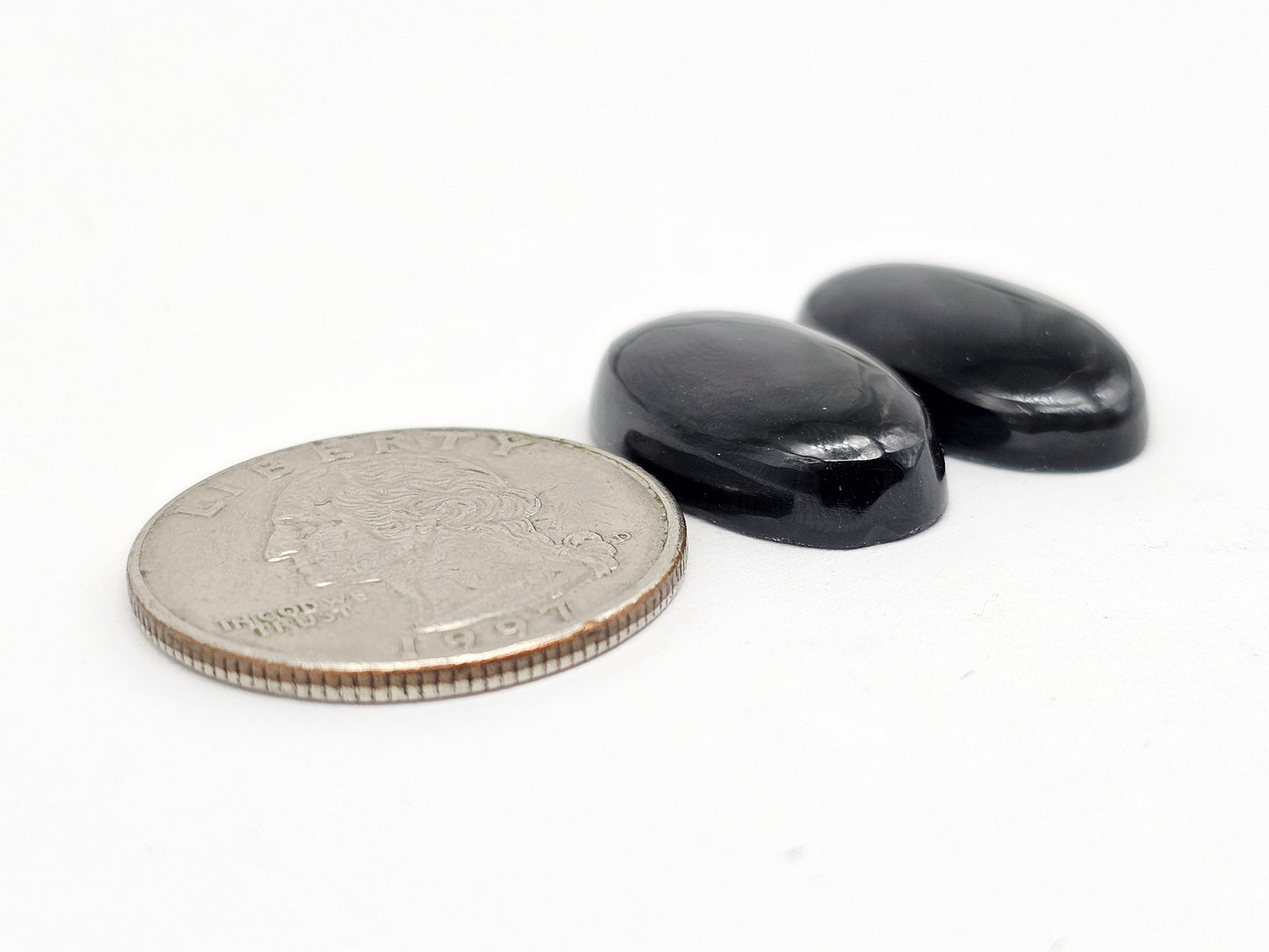 Velvet obsidian Cabochon Pair | Natural Mexican Obsidian for Silversmiths