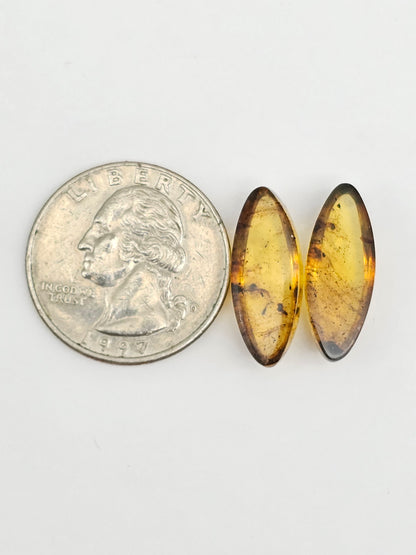 Amber cabochon pair | Artisan Cut Gemstone