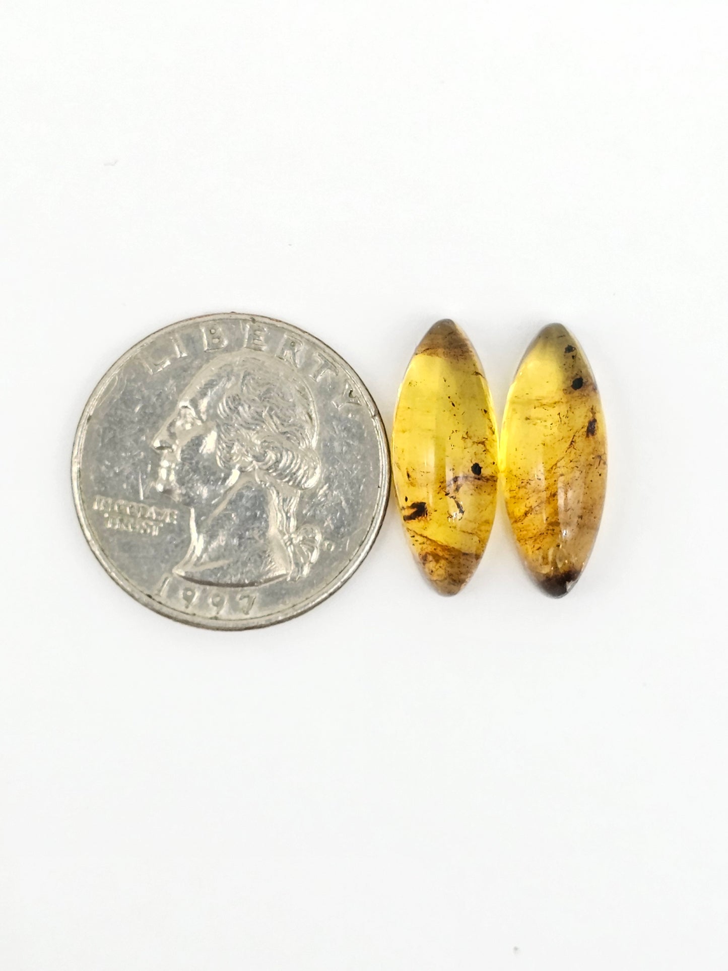 Amber cabochon pair | Artisan Cut Gemstone
