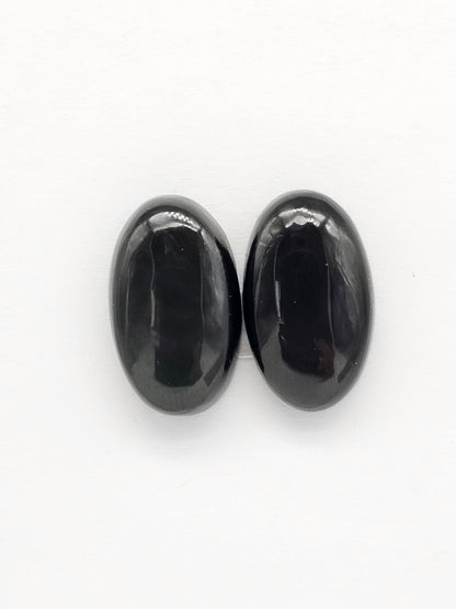 Velvet obsidian Cabochon Pair | Natural Mexican Obsidian for Silversmiths