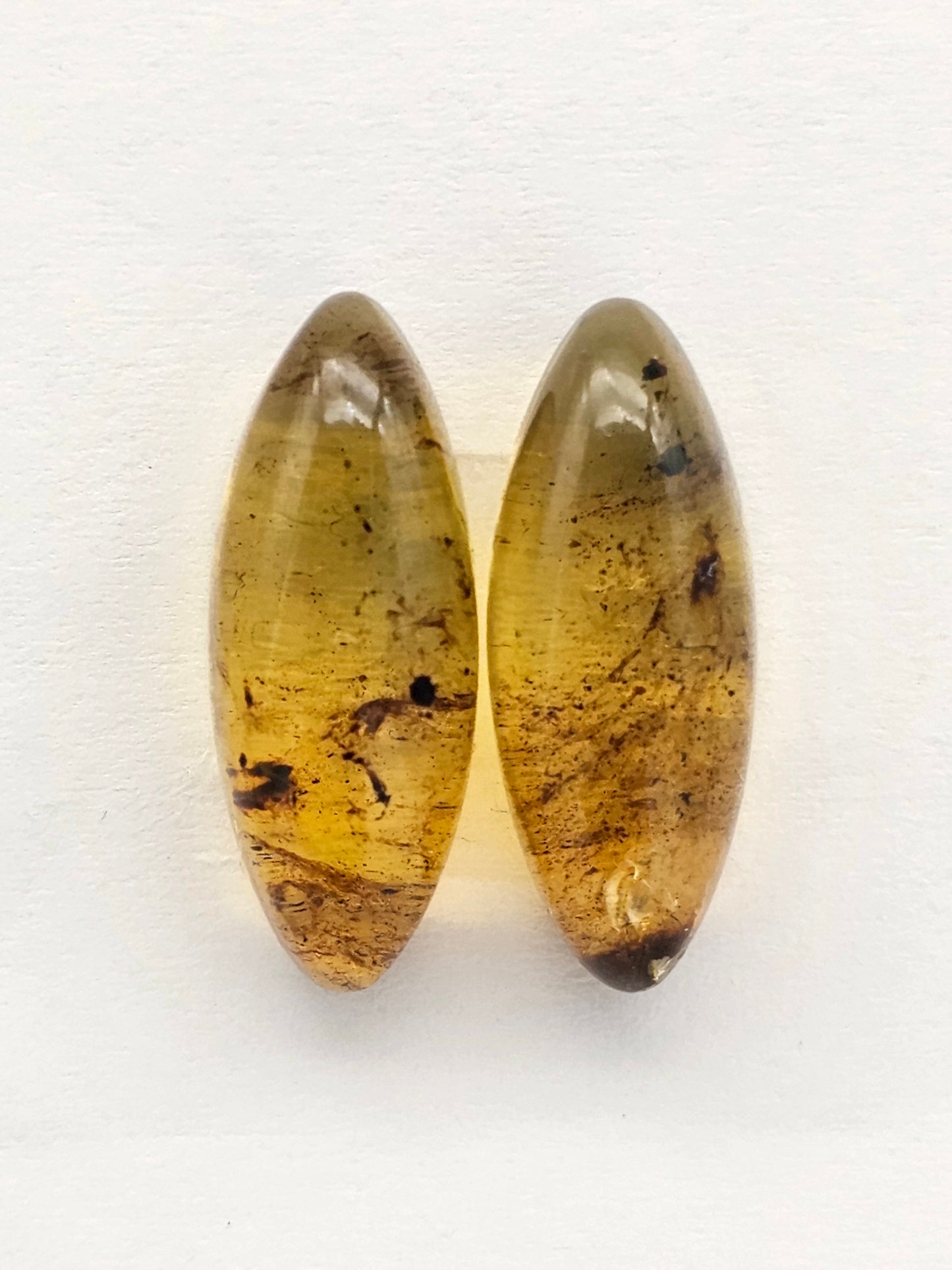 Amber cabochon pair | Artisan Cut Gemstone
