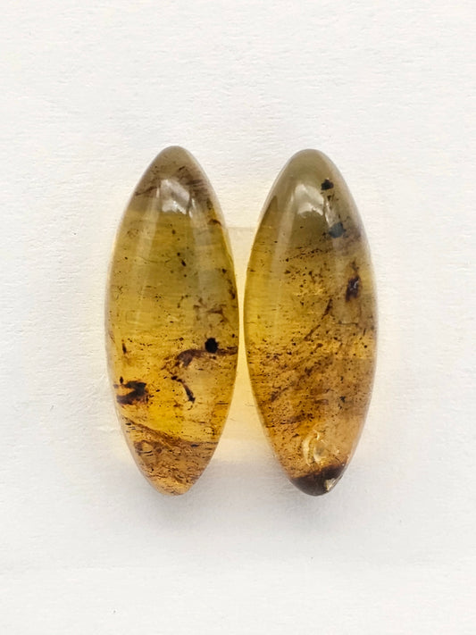 Amber cabochon pair | Artisan Cut Gemstone