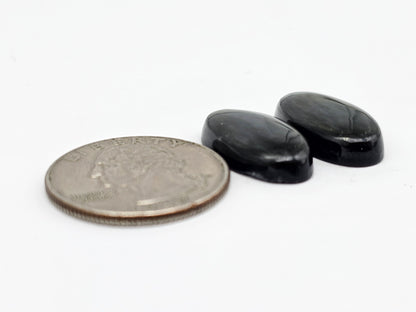 Velvet obsidian Cabochon Pair | Natural Mexican Obsidian for Silversmiths