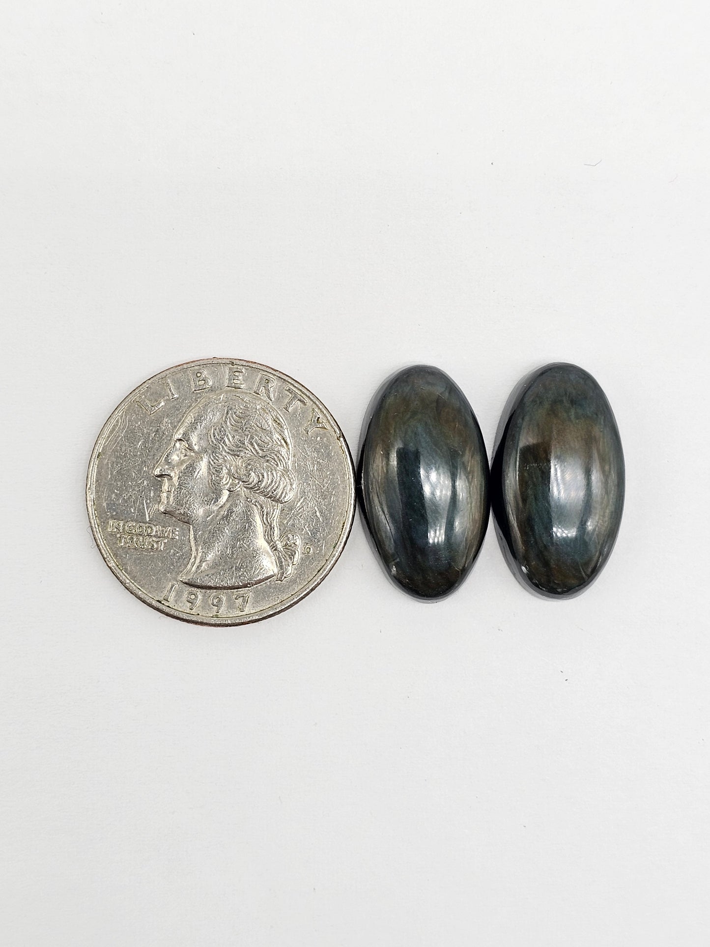 Velvet obsidian Cabochon Pair | Natural Mexican Obsidian for Silversmiths