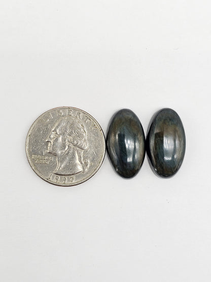 Velvet obsidian Cabochon Pair | Natural Mexican Obsidian for Silversmiths