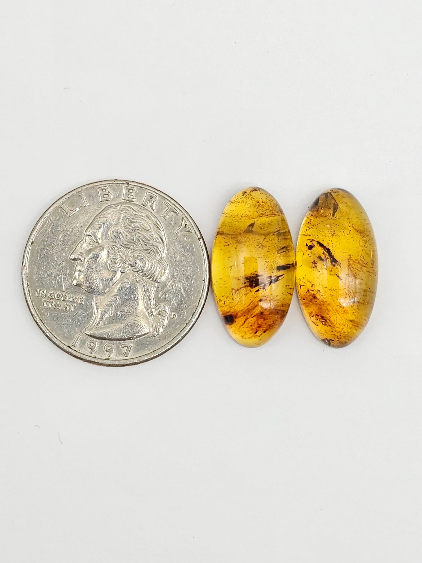 Amber cabochon pair | Artisan Cut Gemstone