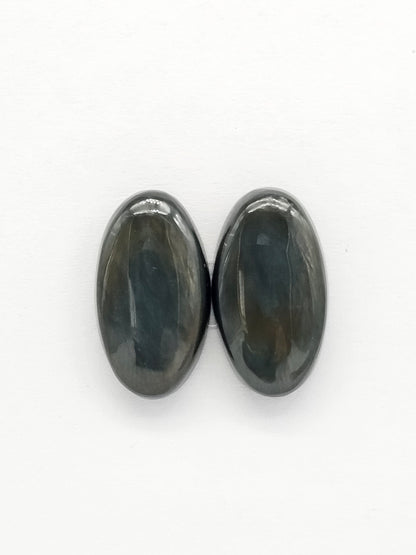 Velvet obsidian Cabochon Pair | Natural Mexican Obsidian for Silversmiths