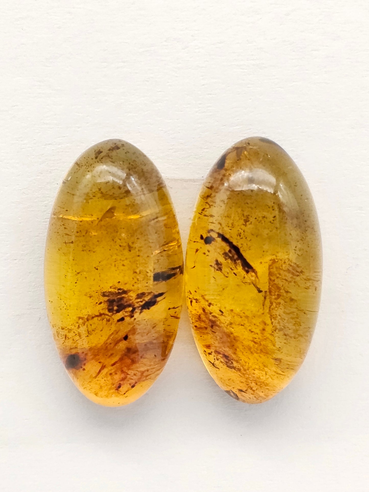 Amber cabochon pair | Artisan Cut Gemstone
