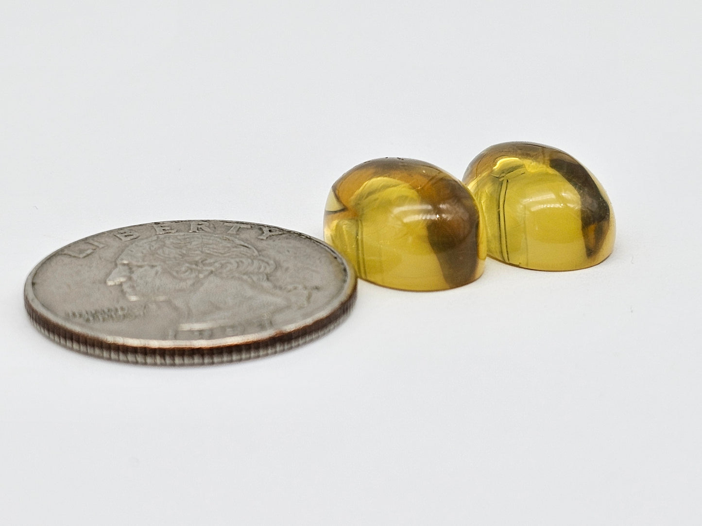 Amber cabochon pair | Artisan Cut Gemstone
