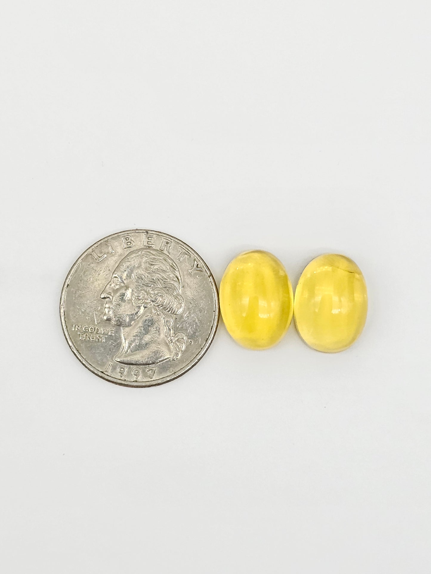 Amber cabochon pair | Artisan Cut Gemstone