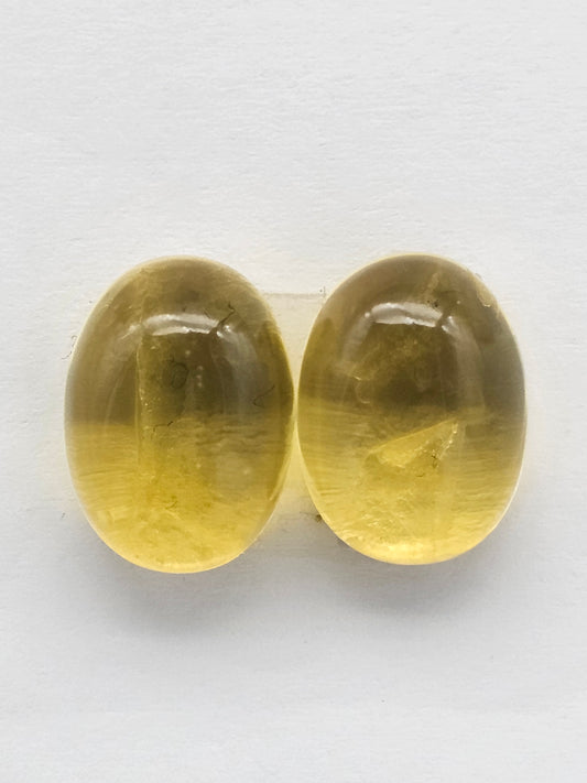 Amber cabochon pair | Artisan Cut Gemstone