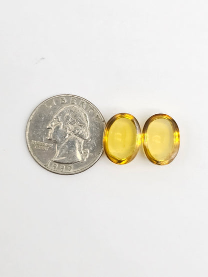 Amber cabochon pair | Artisan Cut Gemstone