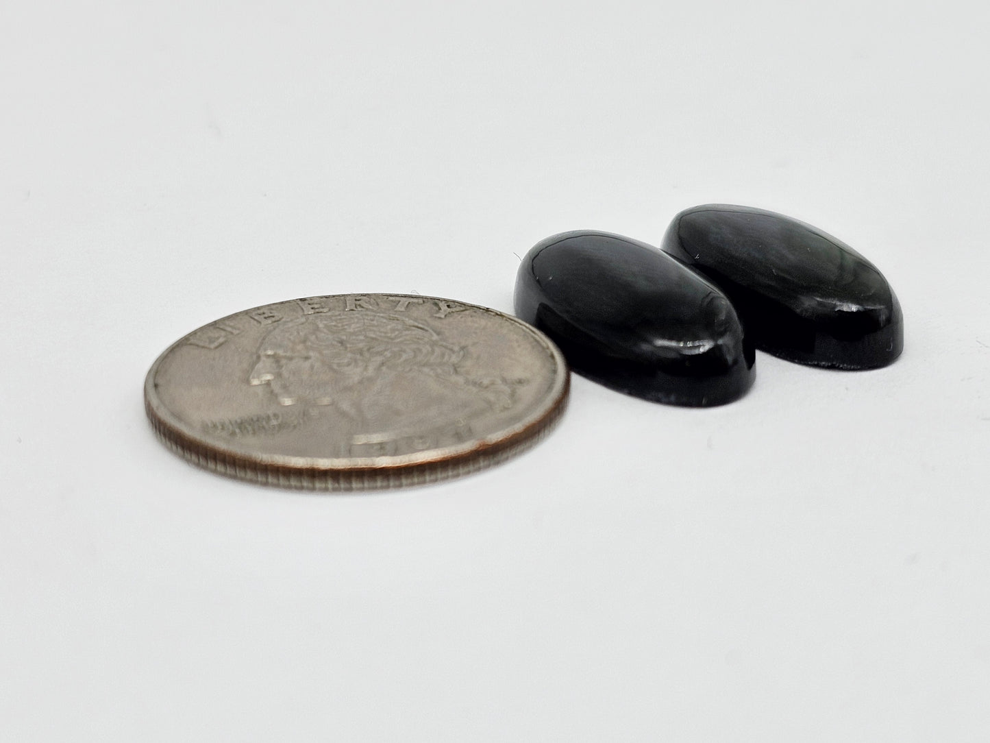 Velvet obsidian Cabochon Pair | Natural Mexican Obsidian for Silversmiths