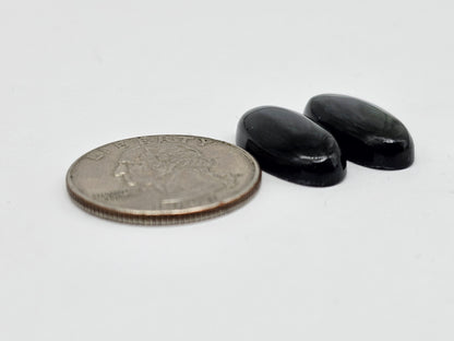 Velvet obsidian Cabochon Pair | Natural Mexican Obsidian for Silversmiths