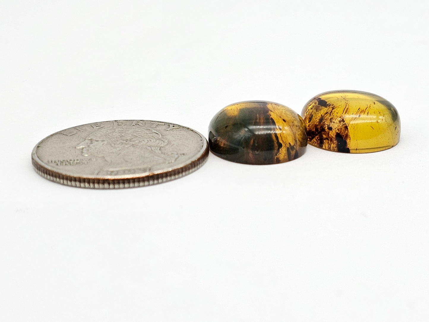 Amber cabochon pair | Artisan Cut Gemstone