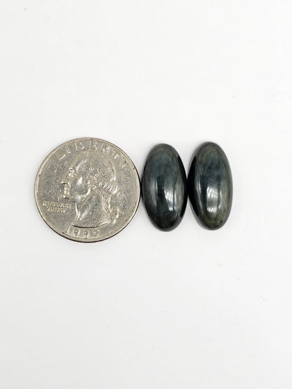 Velvet obsidian Cabochon Pair | Natural Mexican Obsidian for Silversmiths