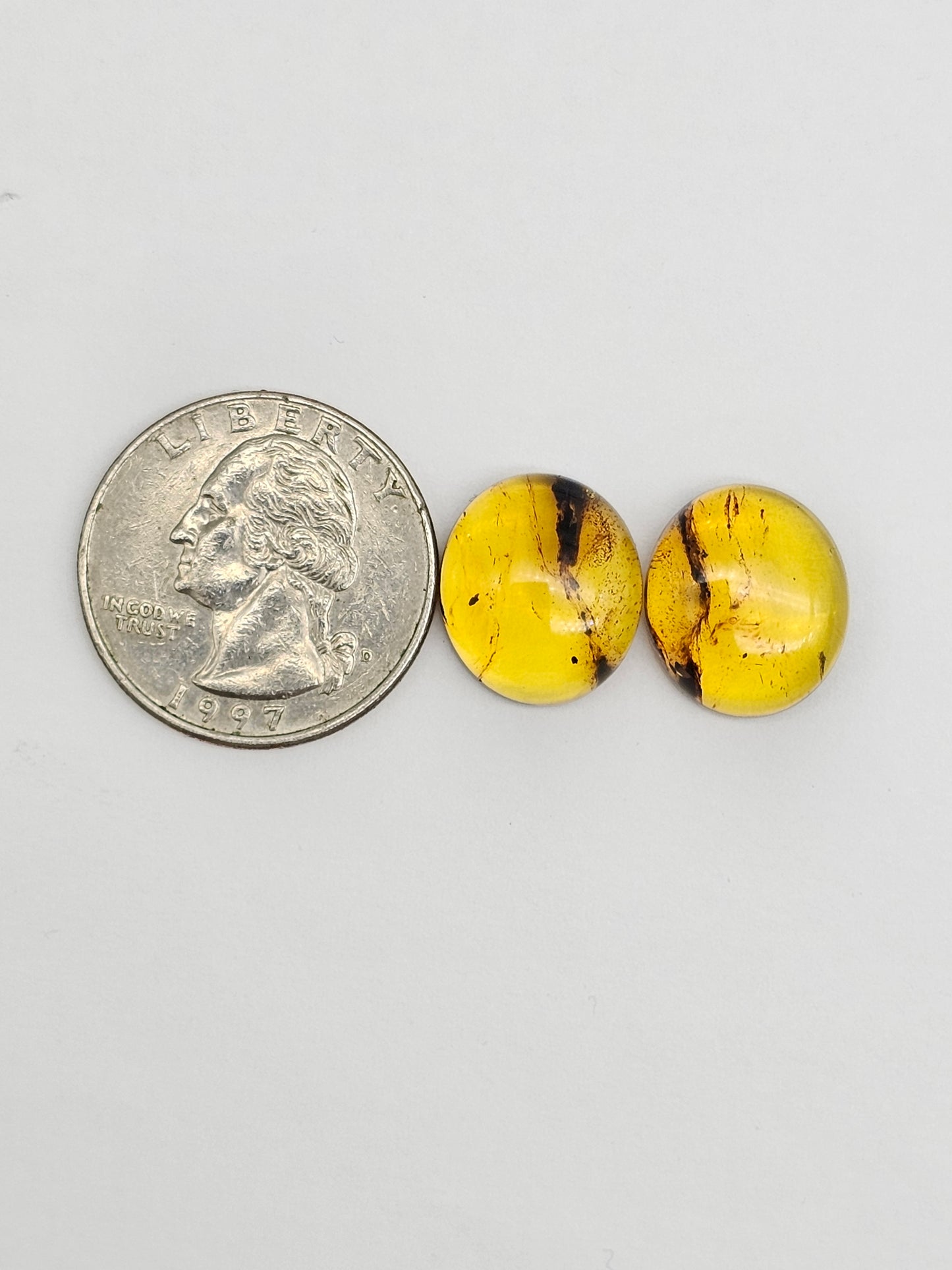 Amber cabochon pair | Artisan Cut Gemstone