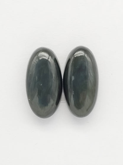Velvet obsidian Cabochon Pair | Natural Mexican Obsidian for Silversmiths