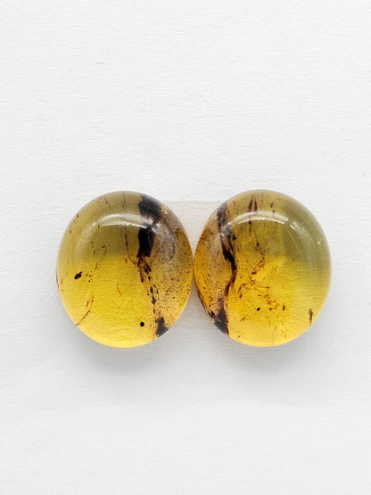 Amber cabochon pair | Artisan Cut Gemstone