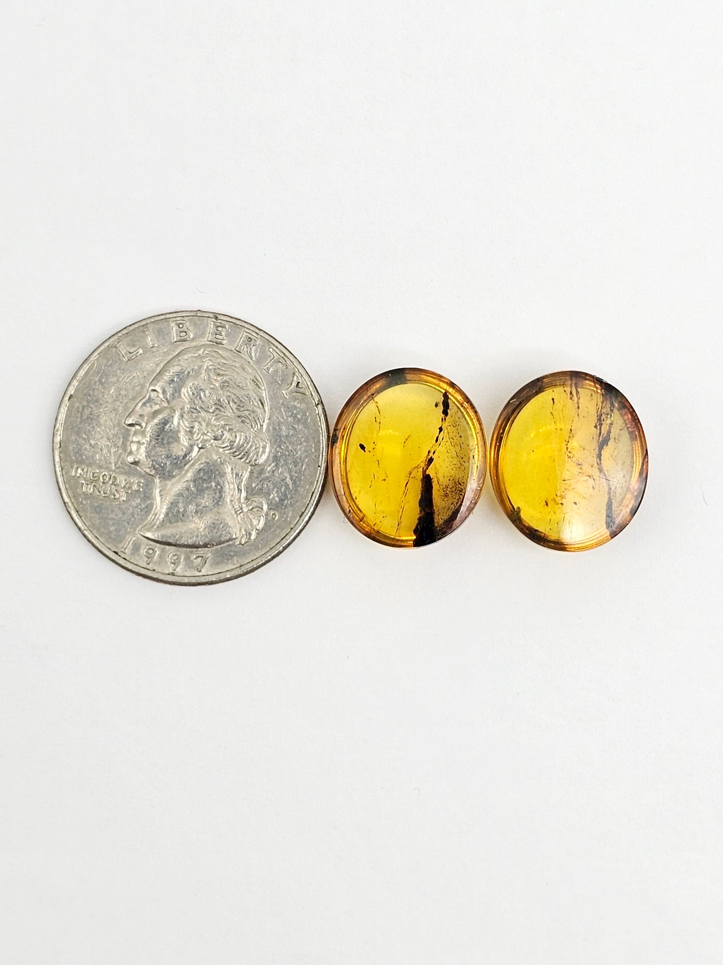 Amber cabochon pair | Artisan Cut Gemstone