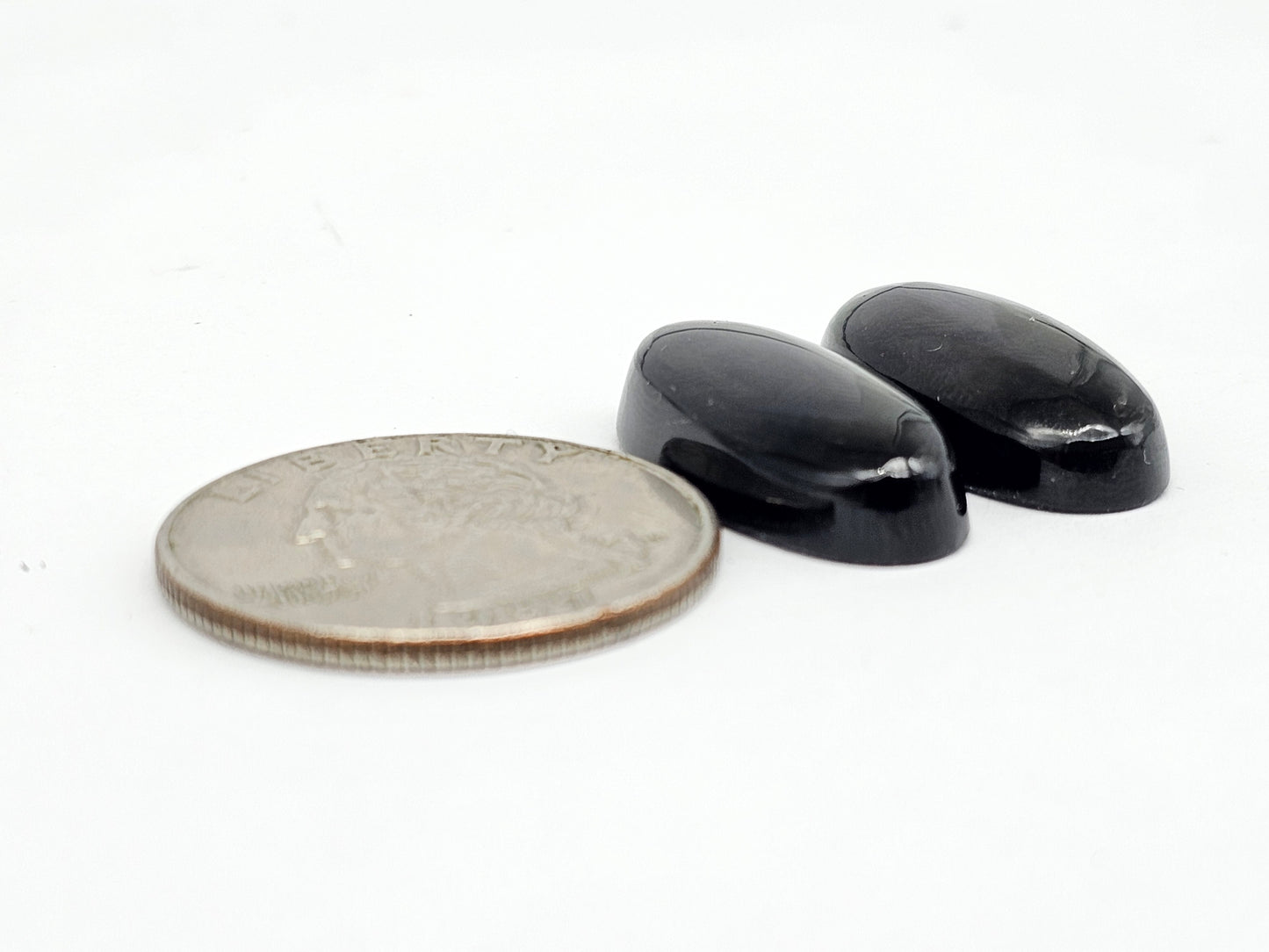 Velvet obsidian Cabochon Pair | Natural Mexican Obsidian for Silversmiths