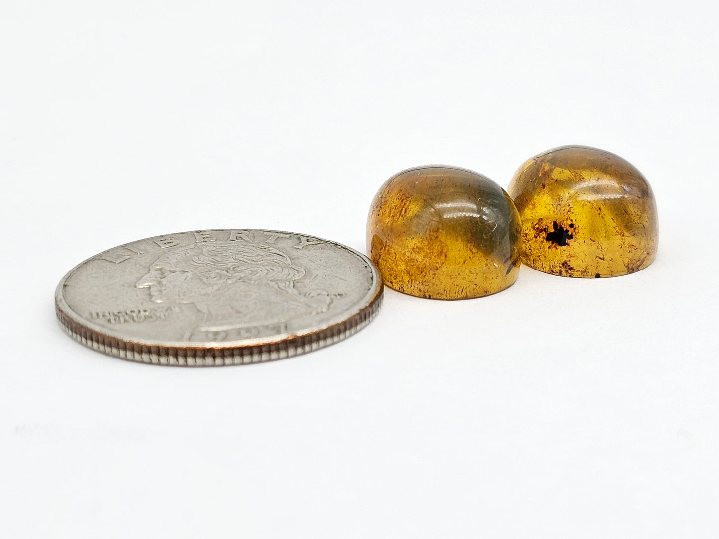 Amber cabochon pair | Artisan Cut Gemstone