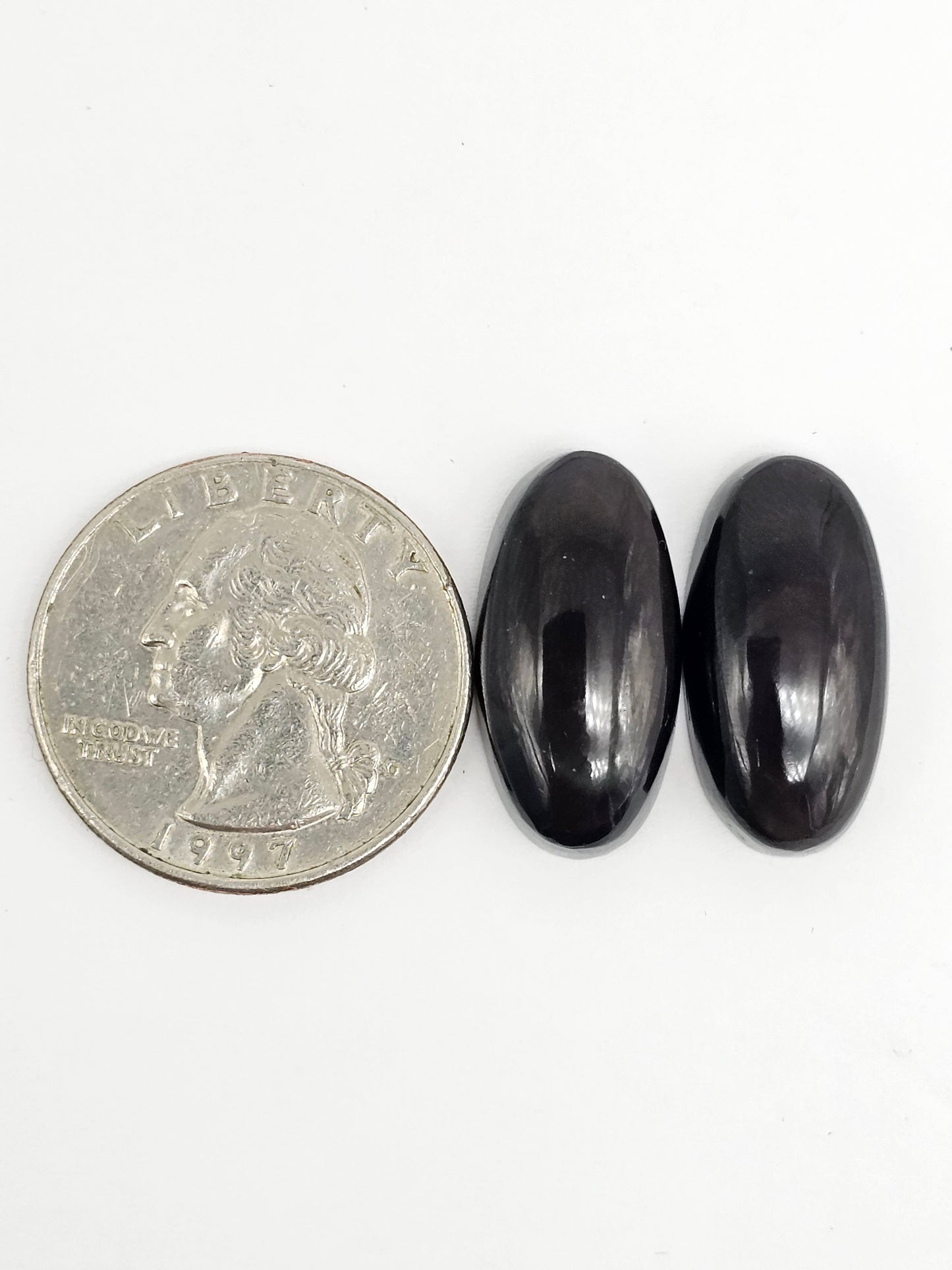 Velvet obsidian Cabochon Pair | Natural Mexican Obsidian for Silversmiths