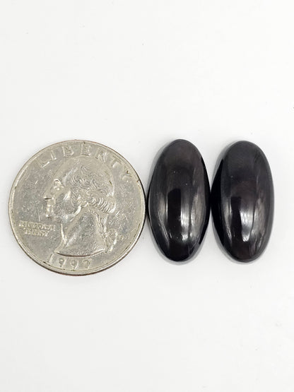 Velvet obsidian Cabochon Pair | Natural Mexican Obsidian for Silversmiths