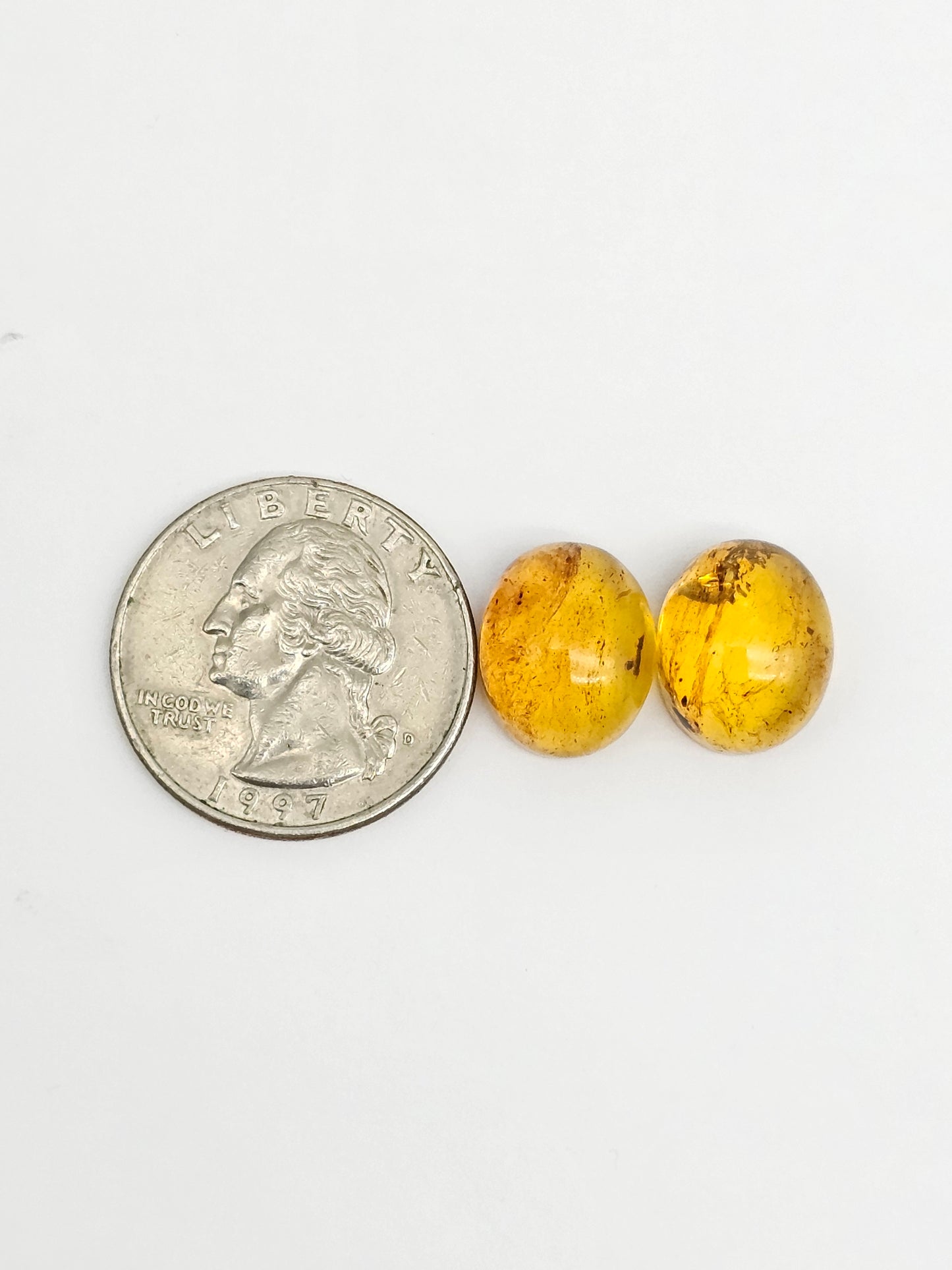 Amber cabochon pair | Artisan Cut Gemstone