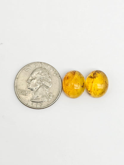Amber cabochon pair | Artisan Cut Gemstone