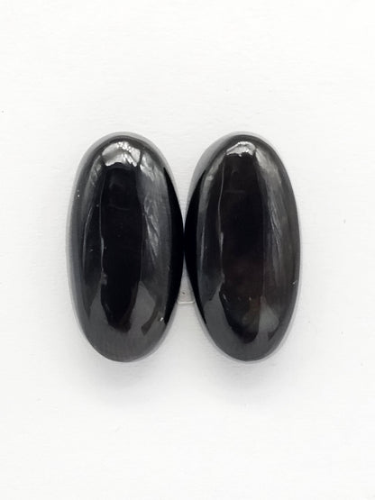 Velvet obsidian Cabochon Pair | Natural Mexican Obsidian for Silversmiths