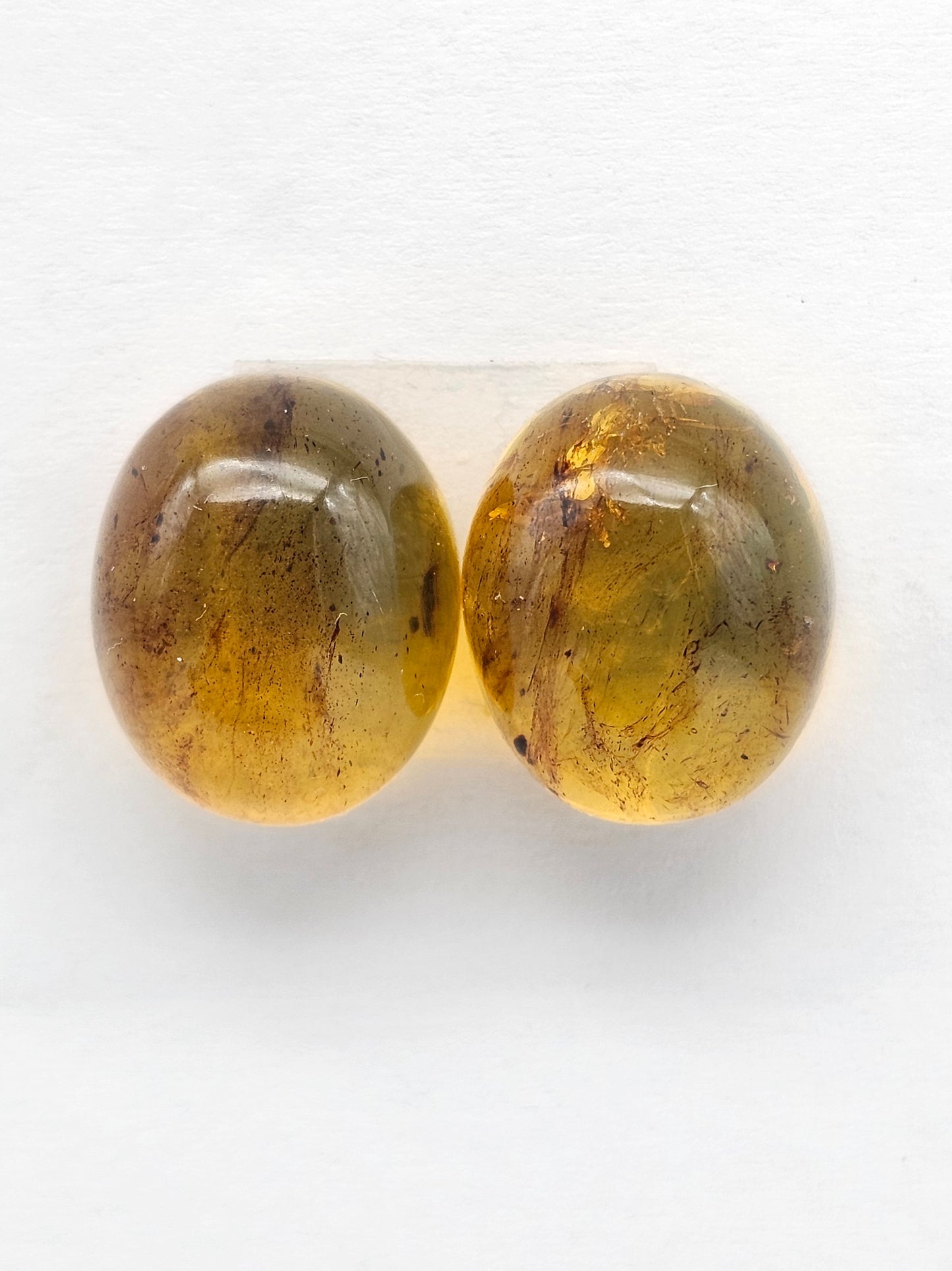 Amber cabochon pair | Artisan Cut Gemstone