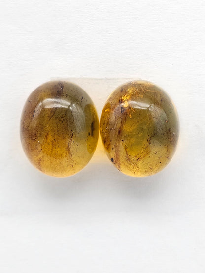 Amber cabochon pair | Artisan Cut Gemstone