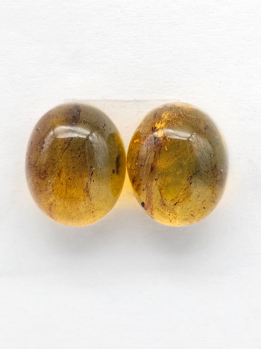 Amber cabochon pair | Artisan Cut Gemstone