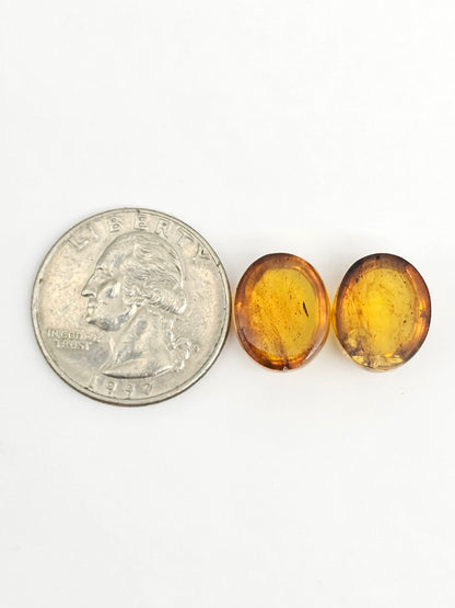 Amber cabochon pair | Artisan Cut Gemstone