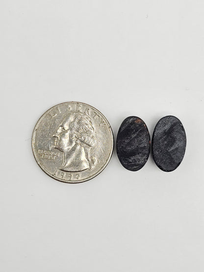Velvet obsidian Cabochon Pair | Natural Mexican Obsidian for Silversmiths