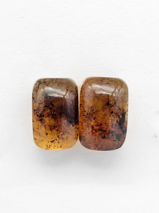 Amber cabochon pair | Artisan Cut Gemstone