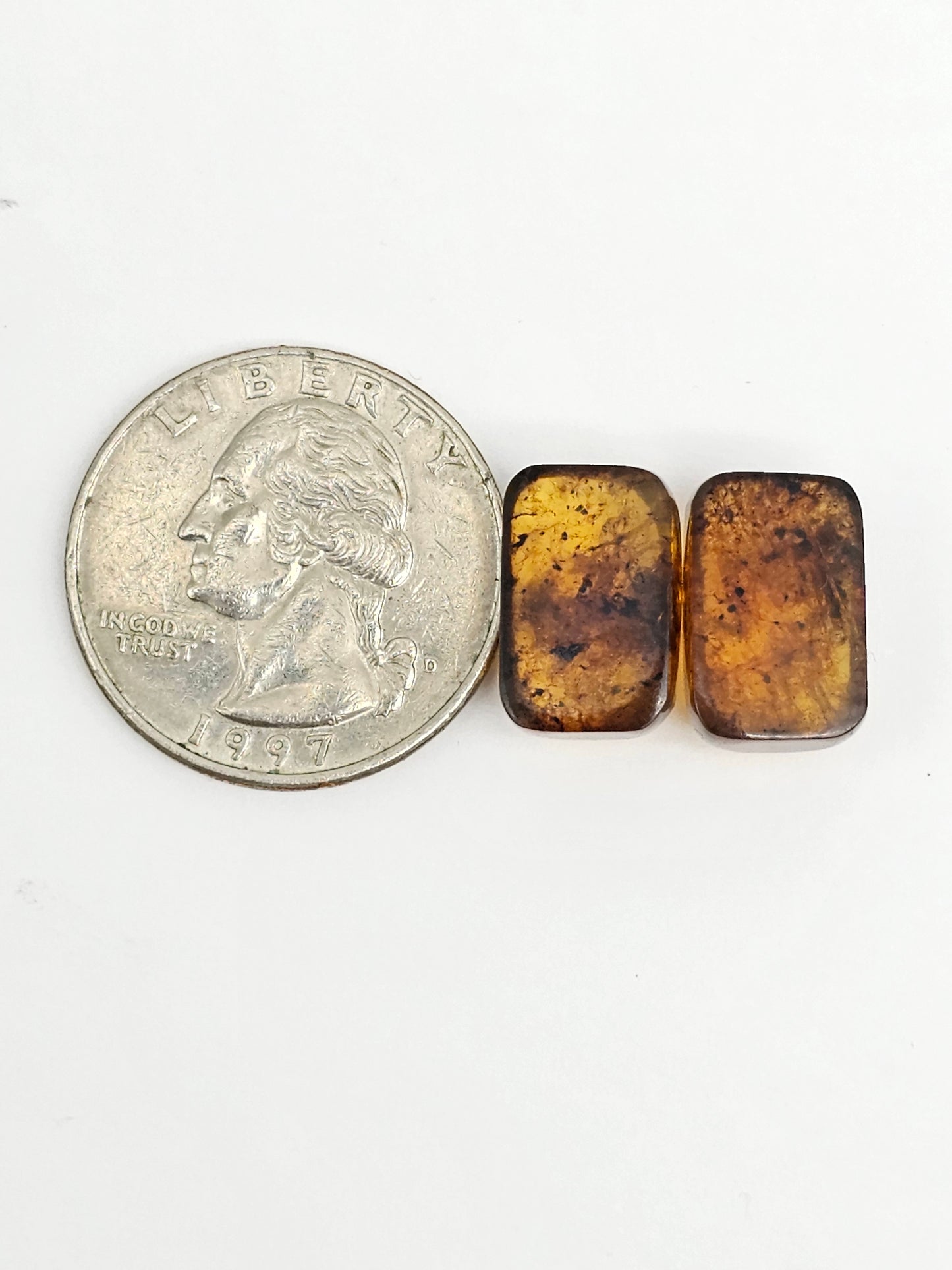 Amber cabochon pair | Artisan Cut Gemstone