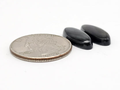 Velvet obsidian Cabochon Pair | Natural Mexican Obsidian for Silversmiths