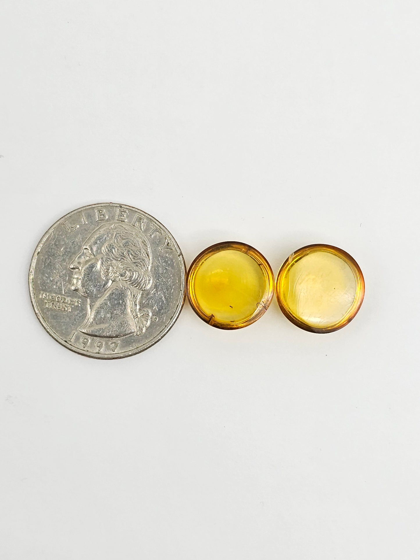 Amber cabochon pair | Artisan Cut Gemstone