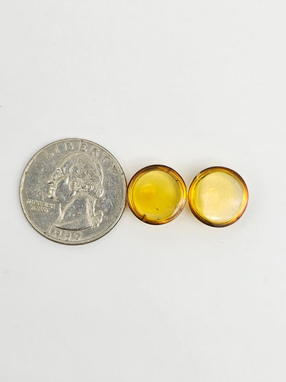 Amber cabochon pair | Artisan Cut Gemstone