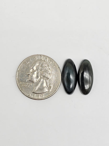 Velvet obsidian Cabochon Pair | Natural Mexican Obsidian for Silversmiths