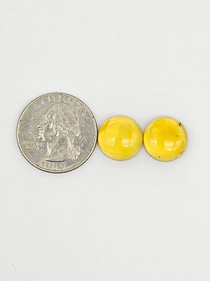 Amber cabochon pair | Artisan Cut Gemstone
