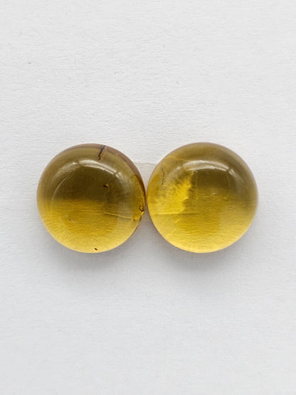 Amber cabochon pair | Artisan Cut Gemstone