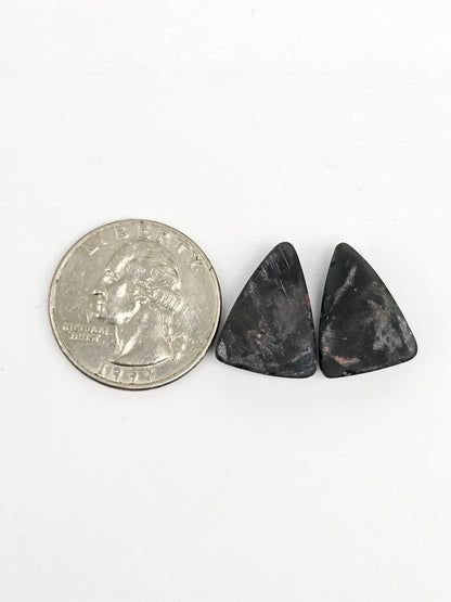 Velvet obsidian Cabochon Pair | Natural Mexican Obsidian for Silversmiths