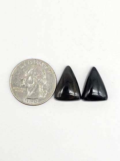 Velvet obsidian Cabochon Pair | Natural Mexican Obsidian for Silversmiths