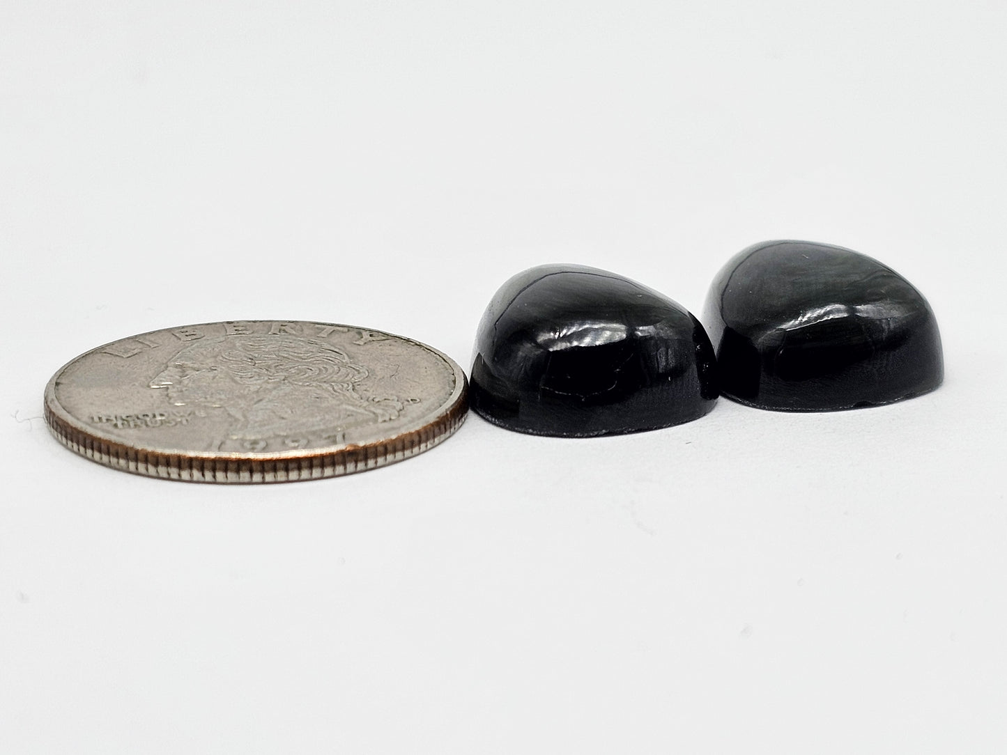 Velvet obsidian Cabochon Pair | Natural Mexican Obsidian for Silversmiths