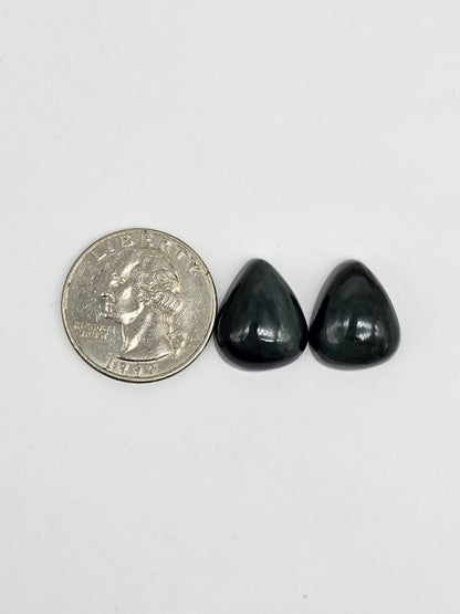 Velvet obsidian Cabochon Pair | Natural Mexican Obsidian for Silversmiths