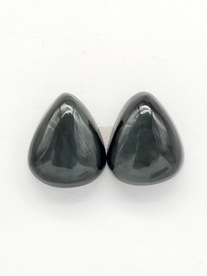 Velvet obsidian Cabochon Pair | Natural Mexican Obsidian for Silversmiths