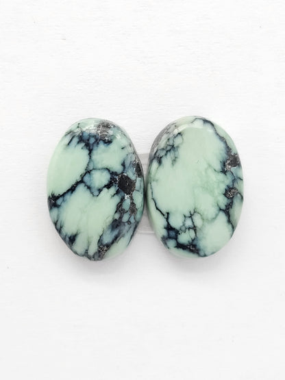 Mexican Variscite Pair Cabochons | Natural Green Gemstone Matched Pair